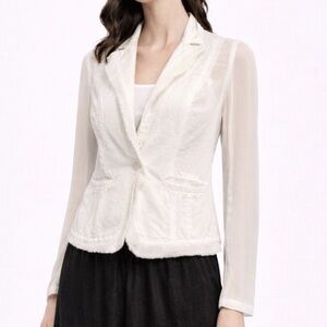 Miilla Linen Blazer with sheer black and sleeves
